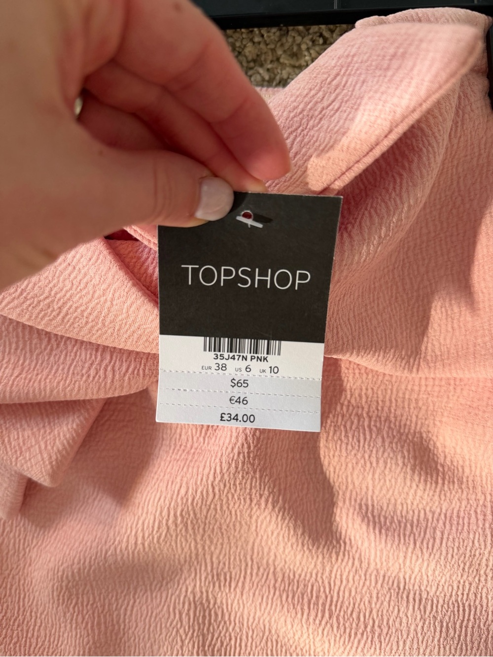 Topshop Textured Pink Strapless Midi Dress - Picture 2 of 5